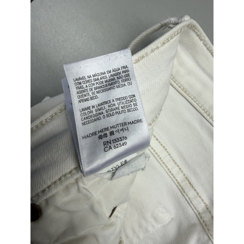 MOTHER The Insider Crop Step Fray Jeans Cream Puffs White Raw Hem Cropped Sz 27 - Picture 12 of 14